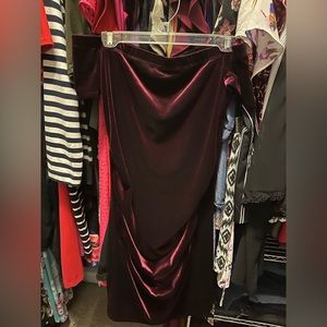 Burgundy velvet maternity dress
